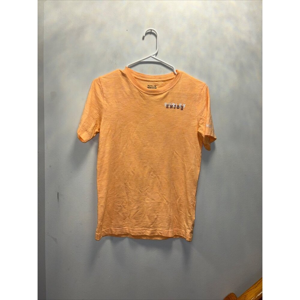 Hurley Shirt Boys  Large Orange Logo Graphic Tee Short Sleeve Crew Neck u